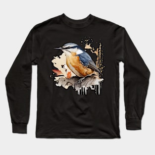 Nuthatch Bird On A Tree Branch 2.0 Long Sleeve T-Shirt